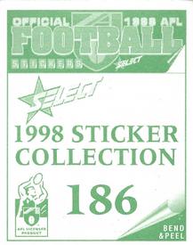 1998 Select AFL Stickers #186 Joel Bowden Back